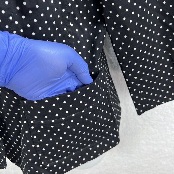 Talbots Womens 16 Black White Polka Dot Button Front 3/4 Sleeve Pockets Blazer - Picture 6 of 9